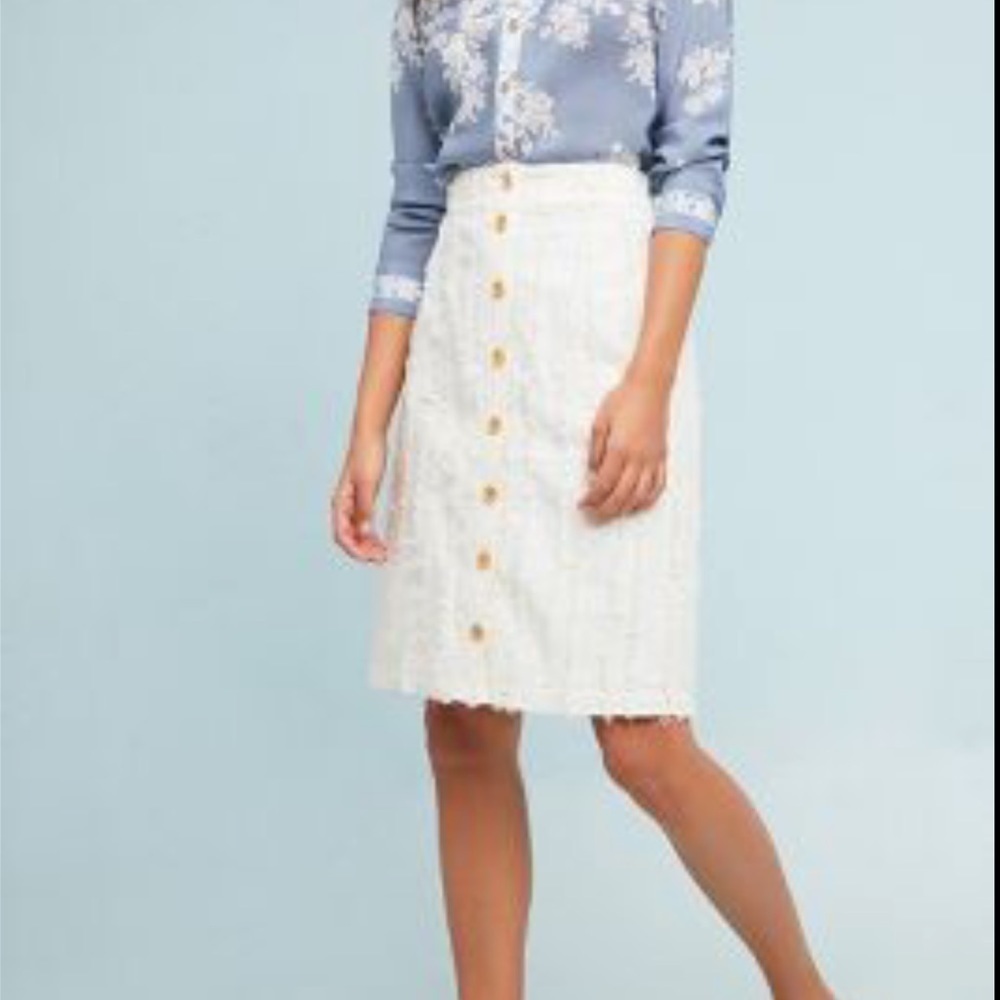 Byron Lars | White Textured Button Down Skirt 6